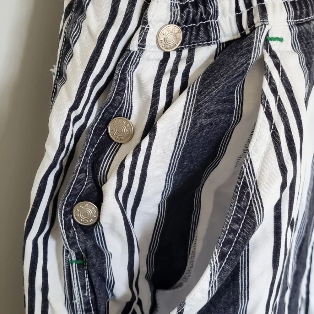 French star overalls, vintage, 90's,blue denim look & white stripes, size L - Picture 4 of 13